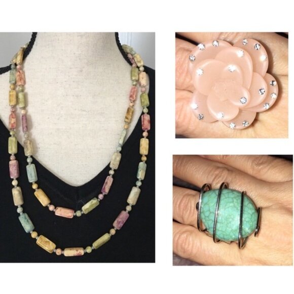 Forever 21 Bohemian 18” Stone Necklace Pastel Multicolor Everyday - Picture 3 of 4